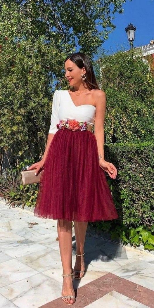 One shoulder tulle Prom Dresses cg7993