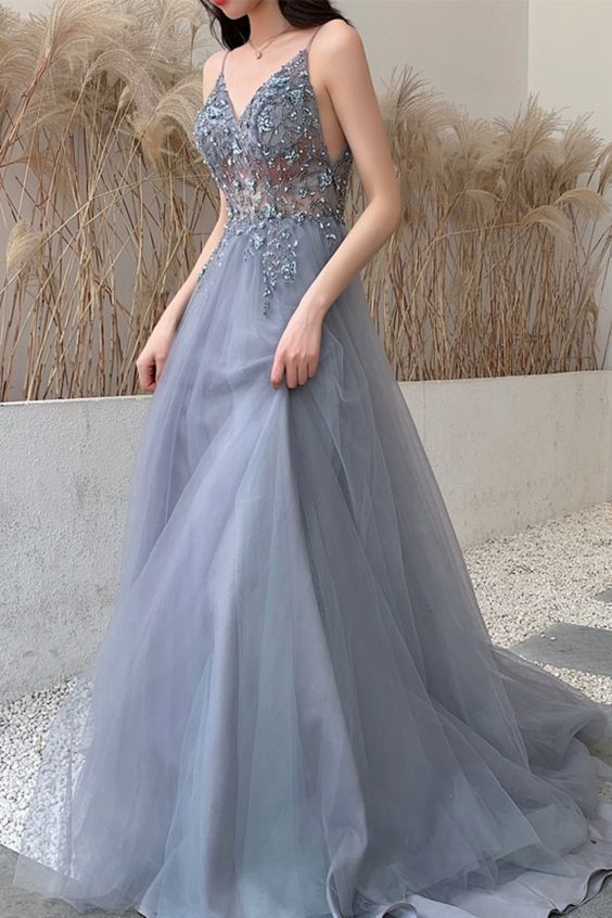 Blue evening dress ,long prom dress ,blingbling dress ,Straps A-Line Beading Rose Wood Prom Dress with Crystal cg8005