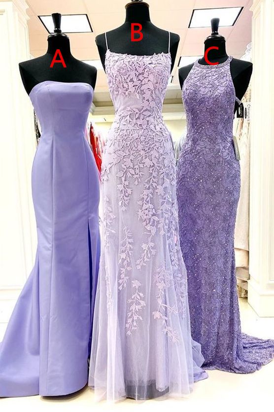 elegant mermaid prom dresses, lavender lace prom dresses, formal evening party dresses cg8059