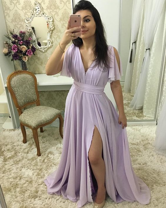 Sexy V Neck Prom Dress,Chiffon Evening Dress cg8072