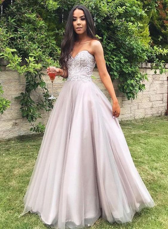 Sweetheart neck Tulle Beading Long Prom Dress, Sexy Evening Gown cg8112