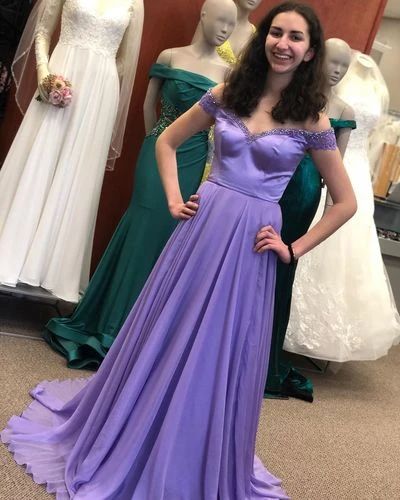 Off the Shoulder Purple Prom Dress cg8260