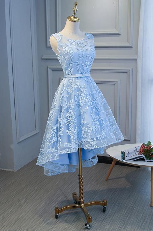 Blue High Low Fashionable Homecoming Dress cg8296