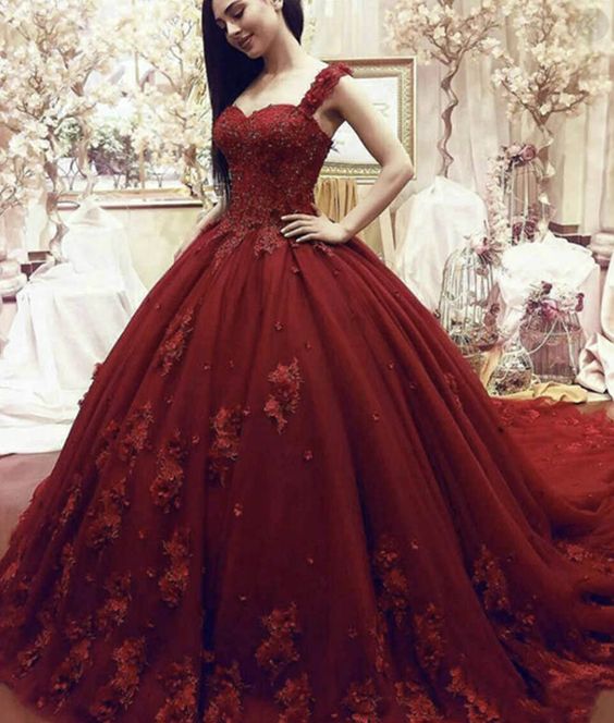 Burgundy tulle lace prom gown formal dress cg8307