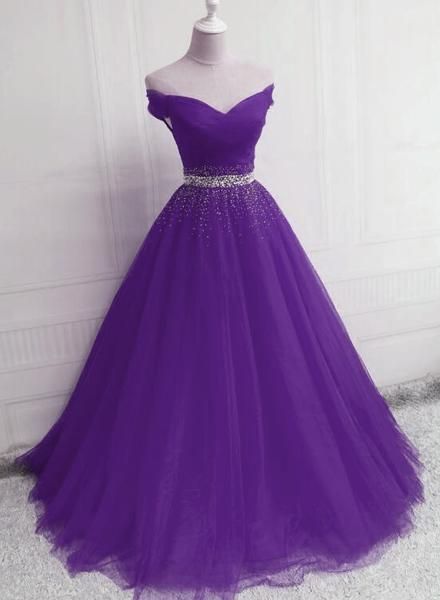 Beautiful Purple Tulle Party Dress, Long Prom Dress 2020 cg8312