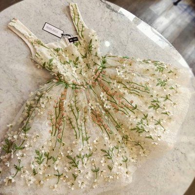 Elegant Flowers Straps Short Homecoming Dresses cg8338