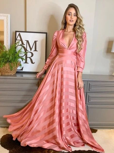 A line long prom dress, Pink evening dress cg8419