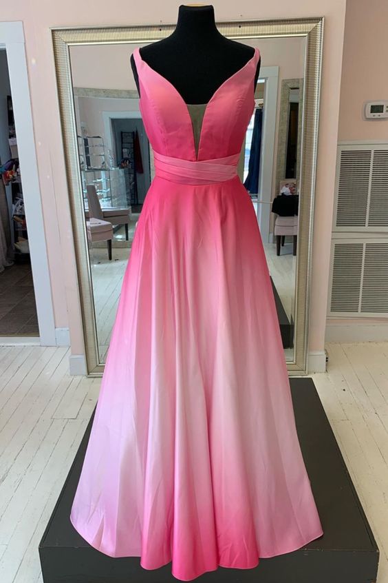 Pink Ombre Long Prom Dress cg8515