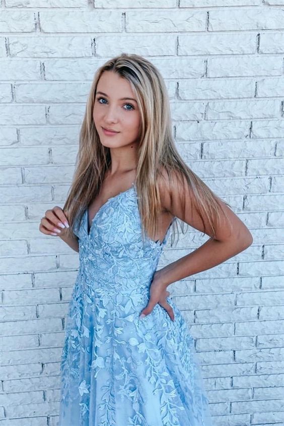 pretty blue long prom dresses, a line prom dresses, formal graduation party dresses cg8557