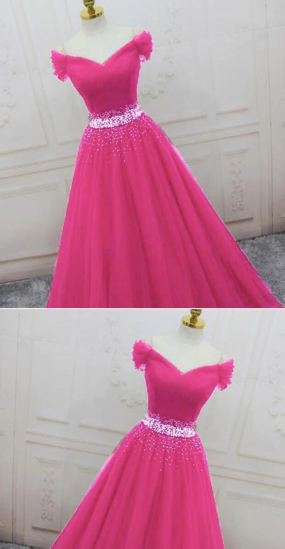 hot bright pink prom Ball Gown cg8600