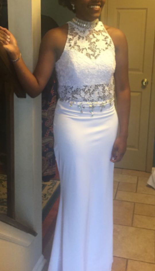 High Neck Lace Appliques Prom Dress, Sexy Sleeveless Mermaid Evening Dress cg8669