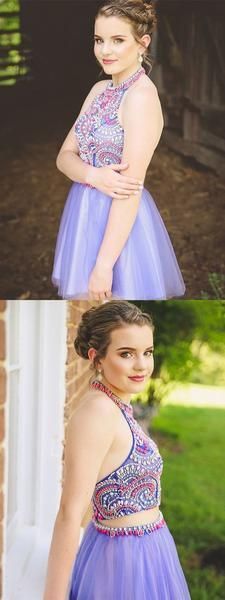 Halter Tulle Party Dress, Short Homecoming Dress cg8746