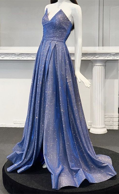 strapless bodice corset leg slit prom dresses sparkly evening gown cg8753