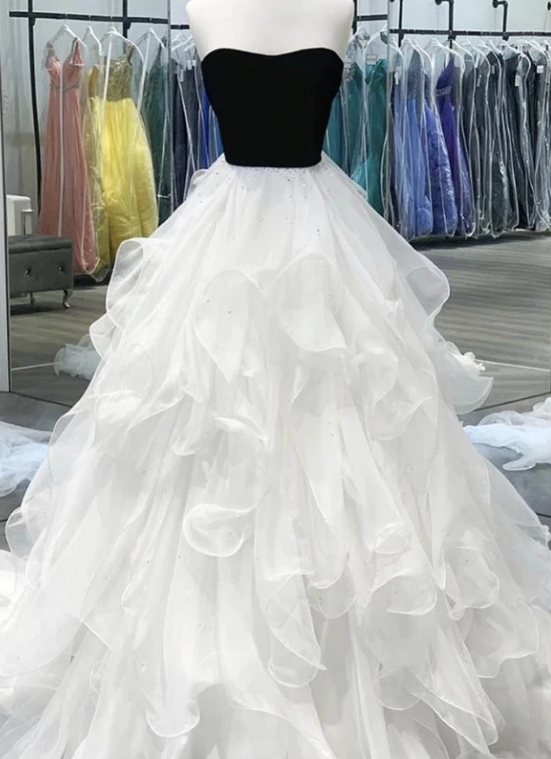 Black and white long prom gown formal dress cg8763