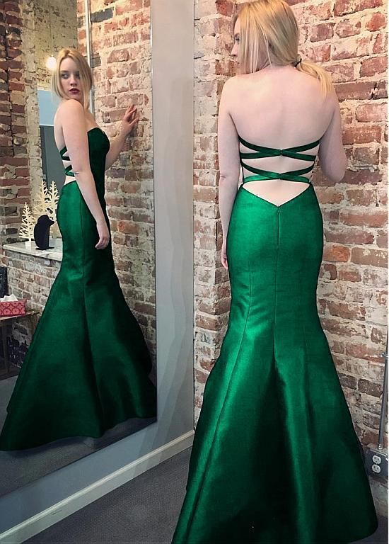 Simple Satin Strapless Neckline Mermaid Prom Dress cg8800