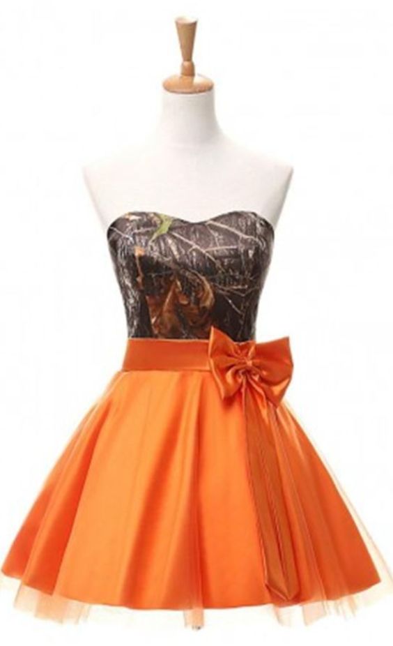 Homecoming Dresses,Camo Short Party Dress,Orange Dresses cg8822