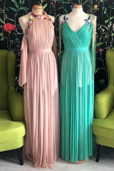 Unique long chiffon spring a line prom dress, long evening dress cg8942