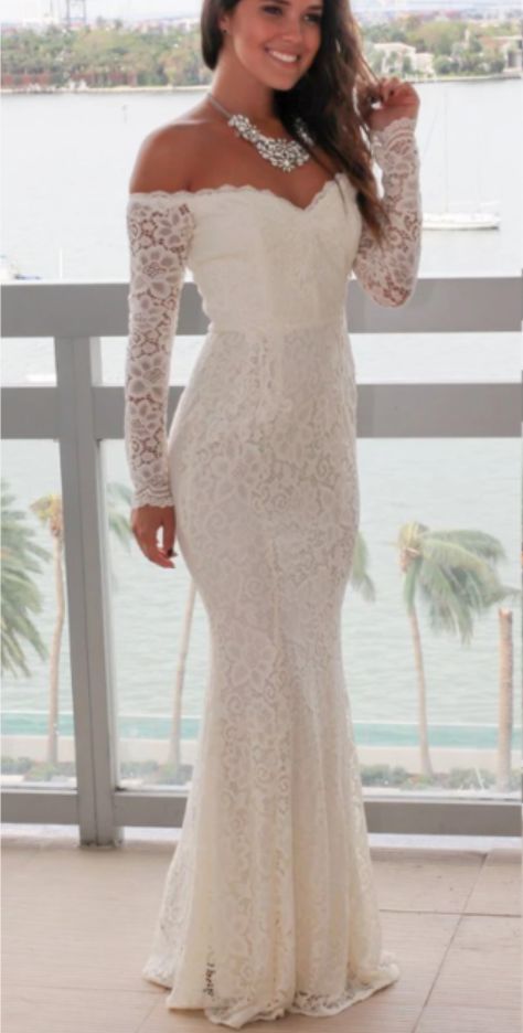Off the Shoulder Lace Prom Dress, Charming Mermaid Long Sleeve Prom Dress cg8985