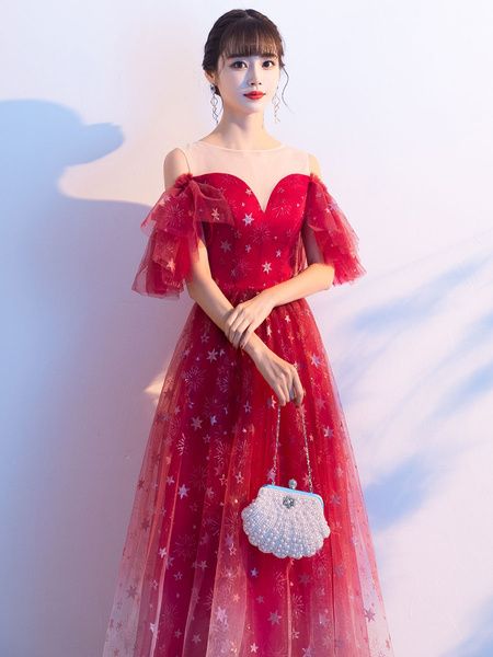 Prom A Line Jewel Neck Short Sleeves Lace Wedding Guest Dresses cg9174