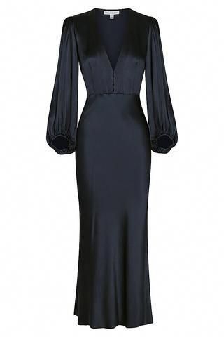 Simple V Neck Long Sleeves Prom Dress cg9267