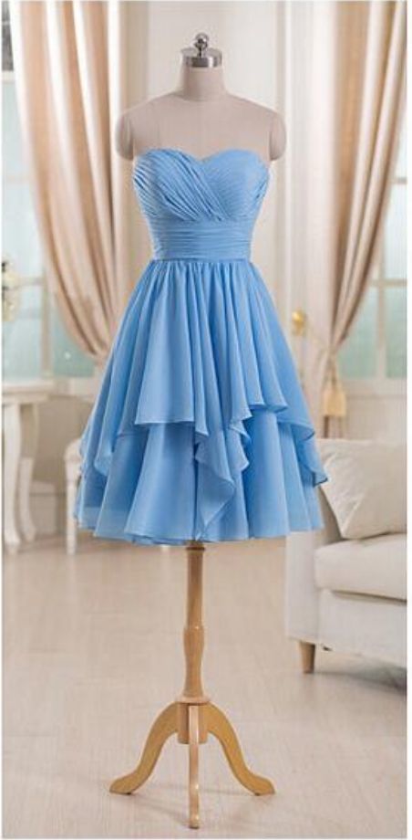 Short Blue Chiffon Sweetheart's Low-party homecoming Dress cg9315