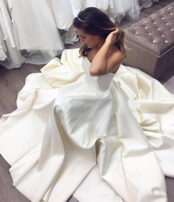 Simple Strapless Long Wedding Dresses Bridal prom Gowns cg9328