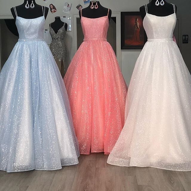 Custom Prom Dress,Tulle Prom Gown,Spaghetti Straps Evening Dress,A-Line Prom Gown cg9433