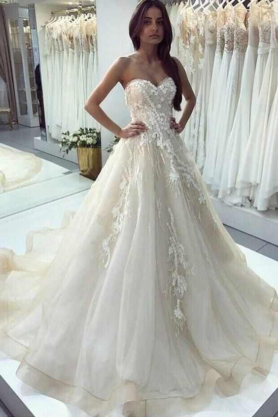 2020 Sweetheart A Line Wedding Dresses Tulle prom dress cg9632