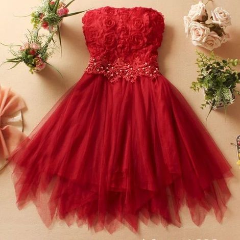 Charming Chiffon Strapless Short Homecoming Dress With Appliques cg9683