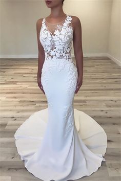 Glamorous Mermaid Wedding Dresses Sleeveless Sheer Tulle Bridal Gowns Prom Dress cg9695
