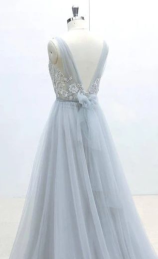 2020 V-neck Prom Dresses With Applique, Long Prom Dress ,Fashion School Dance Dress Formal Dress cg9716