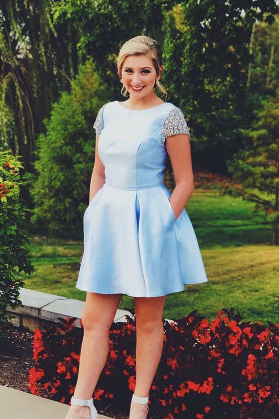 Short Blue Homecoming Dress cg9740