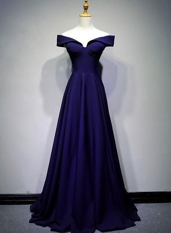 Beautiful Navy Blue A-line Long Prom Dress cg9795