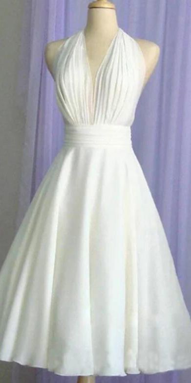 Vintage A Line Halter White Short Homecoming Dresses with Ruffles cg9922