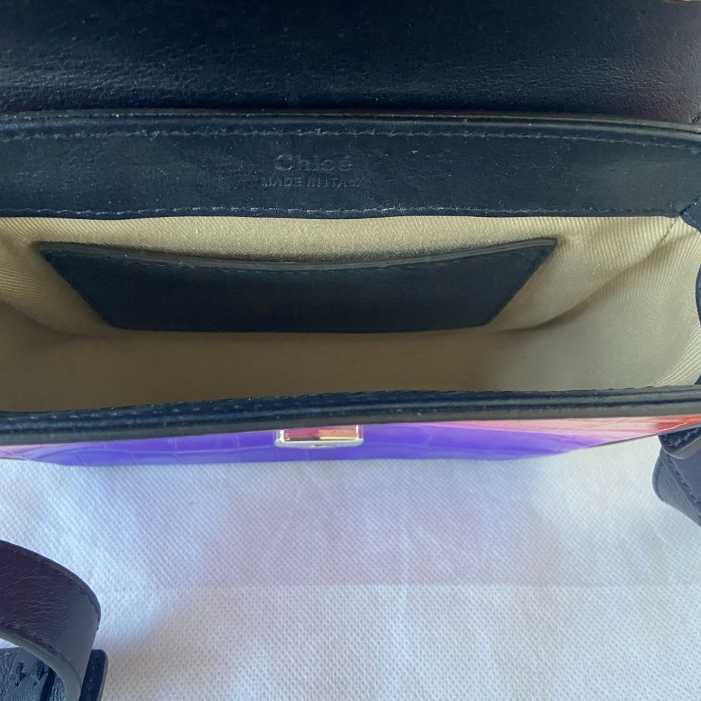 Chloe Multicolor Croc Embossed Leather Mini C Top Handle Bag