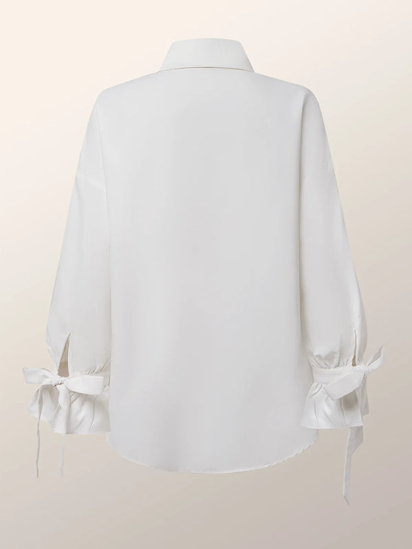 Shirt Collar Floral Loose Blouse