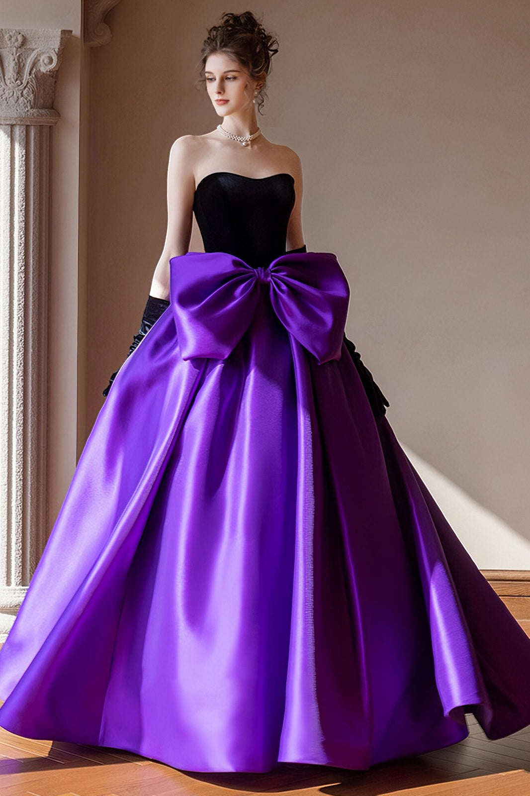 loveedsTM-Runaway princess evening dress black adult ceremony birthday party bow pink dress