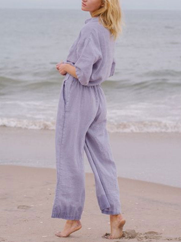 Comfortable Vacation Beach Cotton Linen Women's Sets