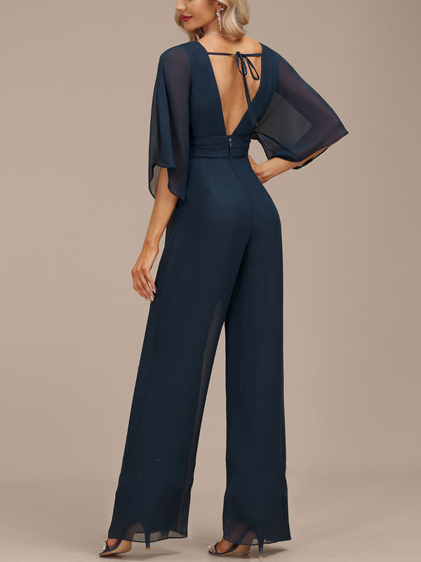 V-Neck Floor-Length Women's Jumpsuit/Pantsuit