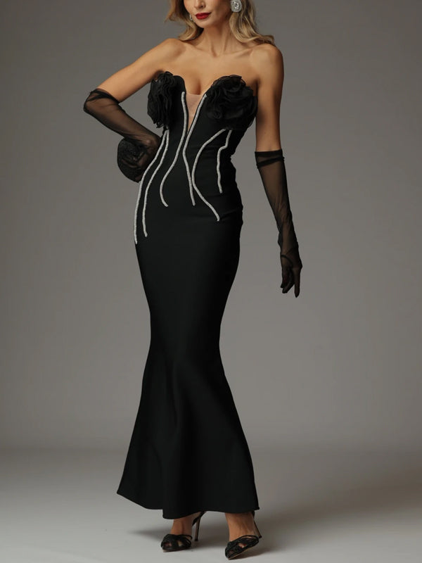 Solid Color Tube Top Maxi Dress