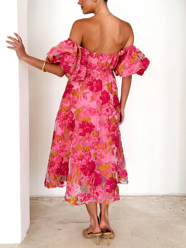 Off-shoulder Elegant Floral Dress