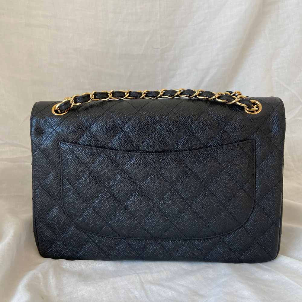 Chanel Black Jumbo Caviar Double Flap Classic Bag