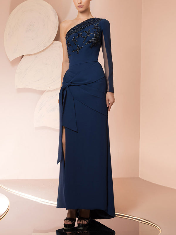 Off-shoulder Sequins Maxi Dress