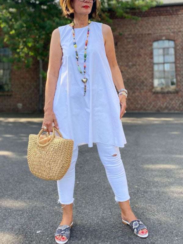 Sleeveless Cotton Linen Vest Women's Suit