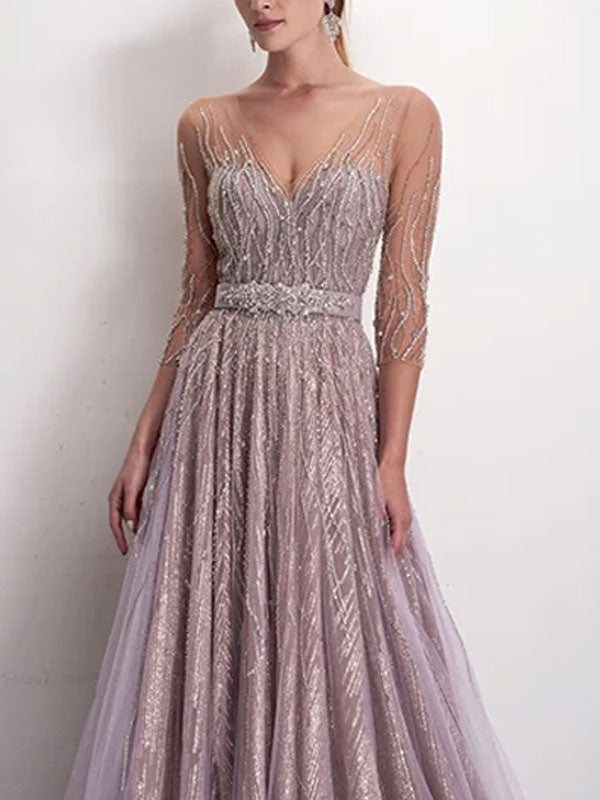 Elegant Mesh Holiday Party Ladies Dress