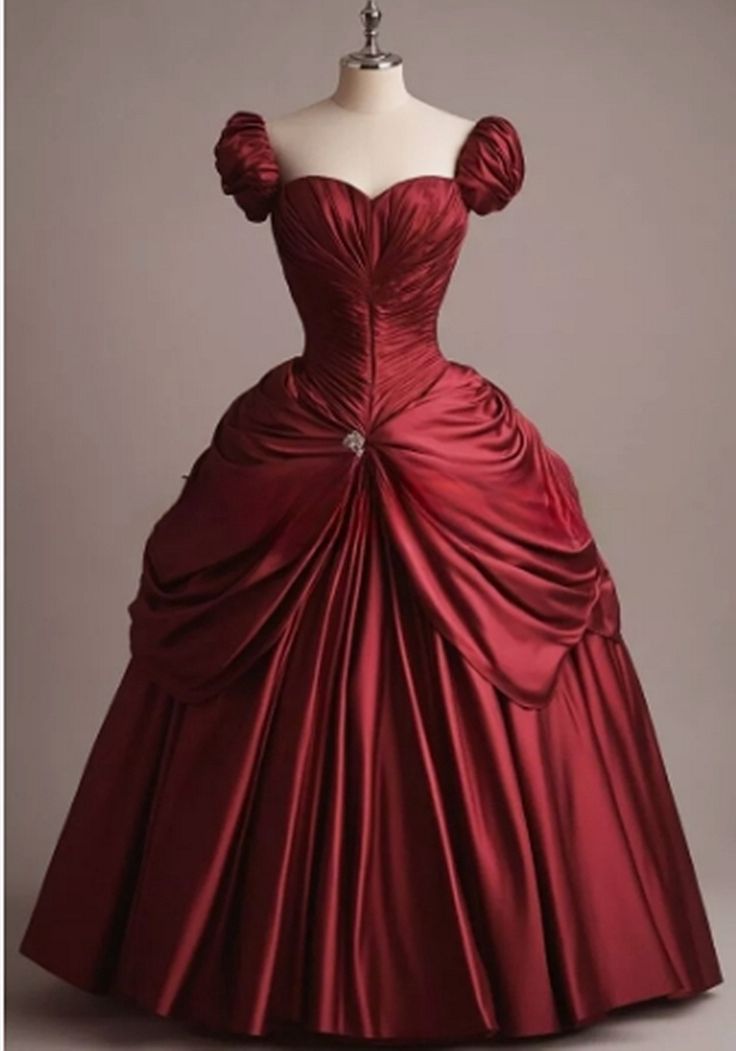 Burgundy Retro Elegant Sweetheart Neck Long Princess Ball Gown Evening Dress gh3193