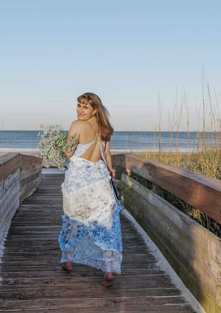 Blue Elegant Floral Delicate Lace Long Ball Gown Birthday/Garden Party Dress Evening Dress Prom Dress Holiday Date Night Dress gh4109