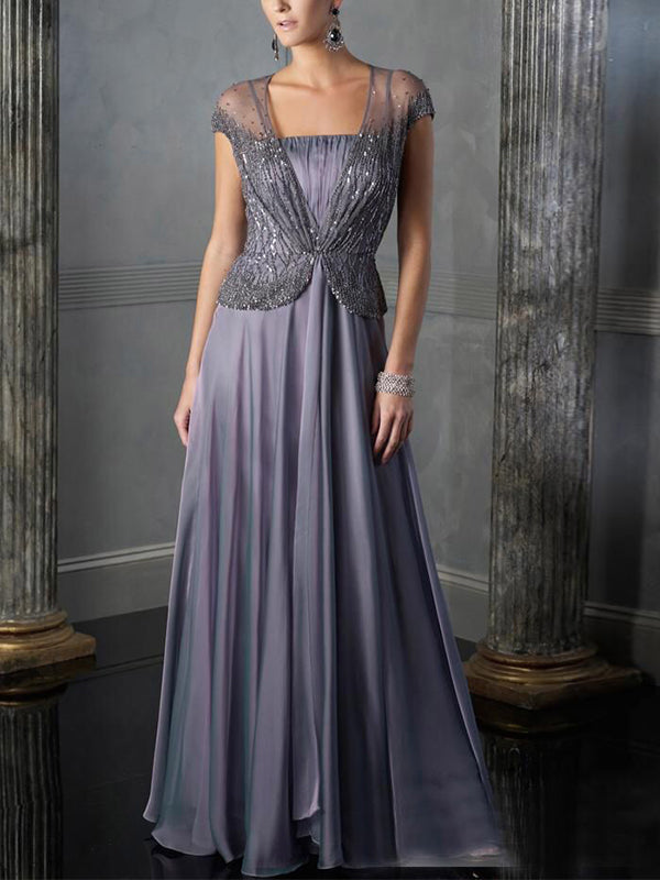 Sequin Solid Color Mesh Maxi Dress