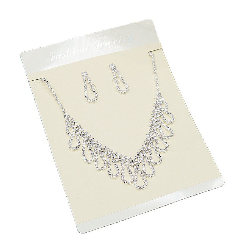 necklace and earrings two-piece set with rhinestones