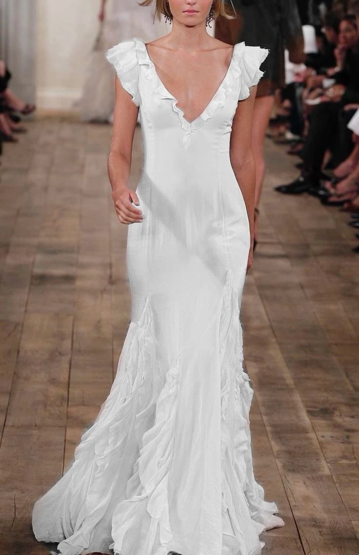 Gentle Mermaid V Neck Ruffle Light Pink Chiffon Long Prom Dress Graduation Prom Dress SH2600